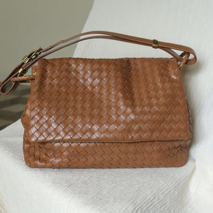 Bottega Veneta Vintage Caramel Brown Intrecciato Ring Hobo Shoulder Flap Bag