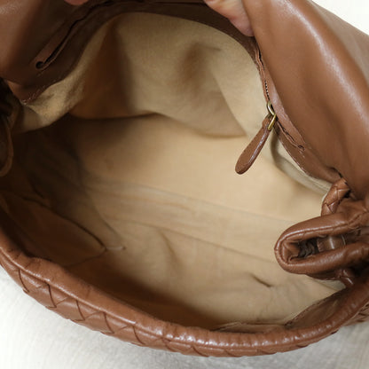 Bottega Veneta Vintage Caramel Brown Intrecciato Ring Hobo Shoulder Flap Bag