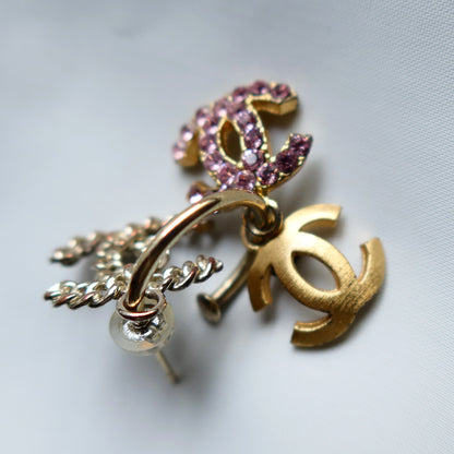 Chanel Vintage Triple CC Logo Charm Hoop Single Earring