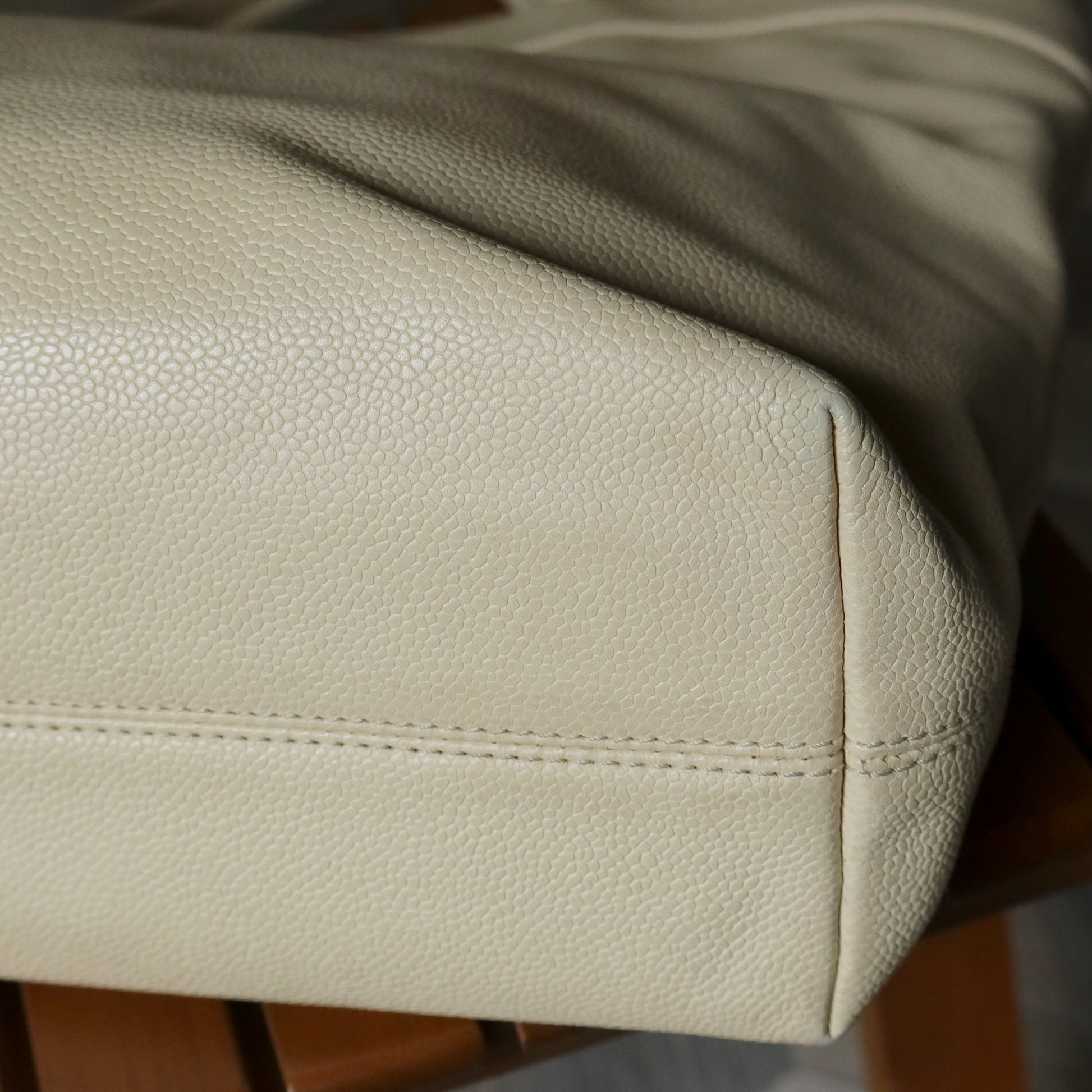 Chanel Vintage Caviar Leather Beige Tote Bag