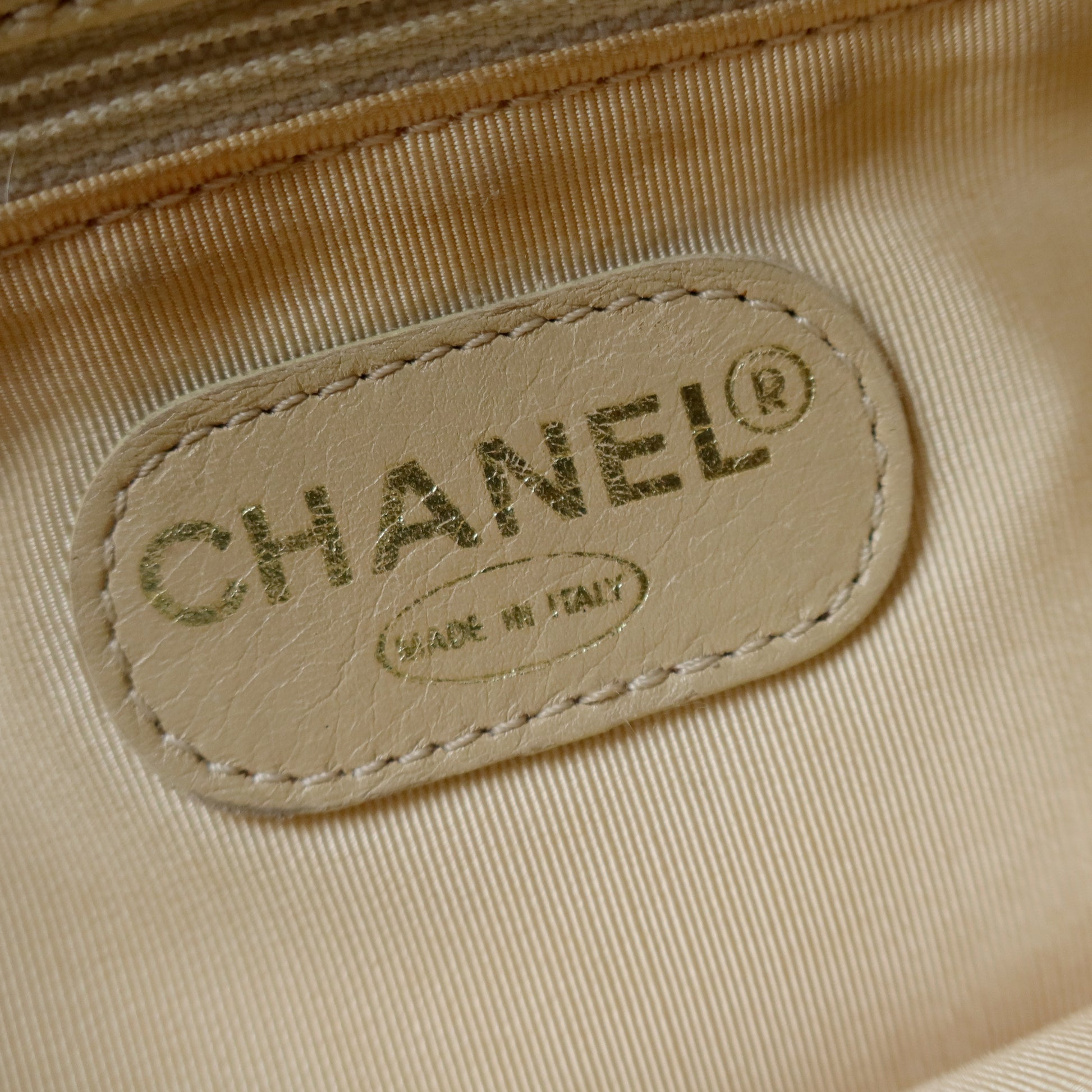Chanel Vintage Caviar Leather Beige Tote Bag