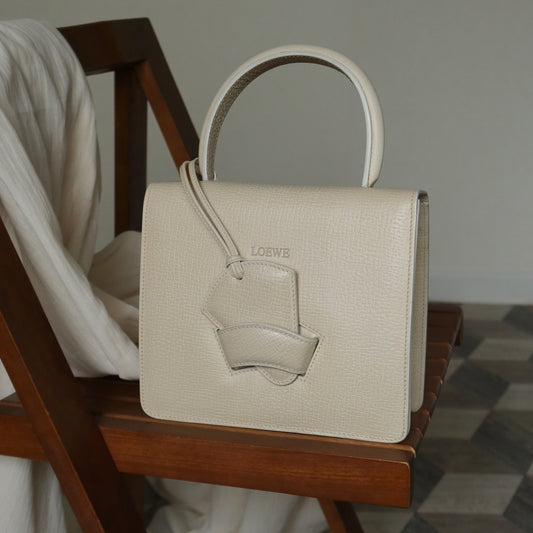 Loewe Vintage Ivory Calfskin Leather Barcelona Bag