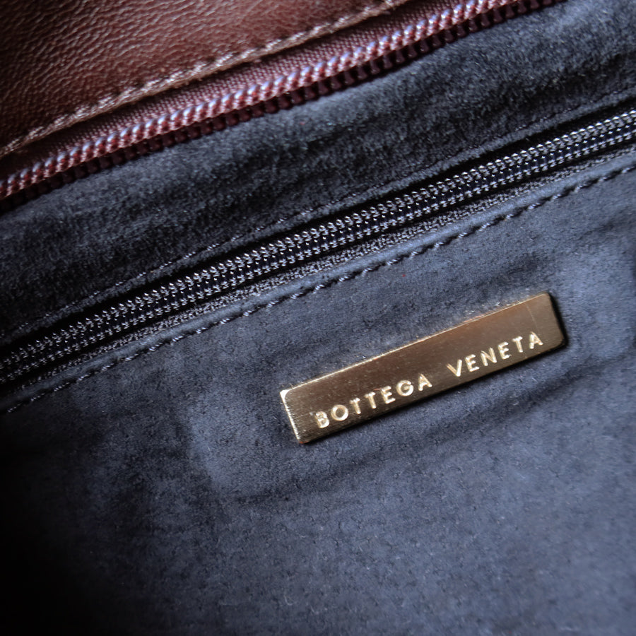 Bottega Veneta Vintage Dark Brown Intrecciato Leather Sardine Shoulder Bag