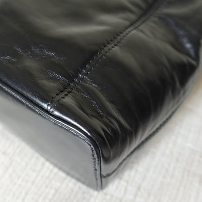 Chanel Vintage Black Lambskin Leather CC Tassel Logo Shoulder Tote Bag