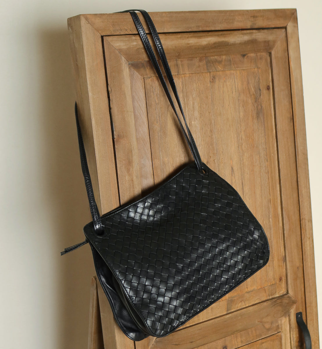 Bottega Veneta Vintage Black Leather Intrecciato Weave 3way Shoulder Bag