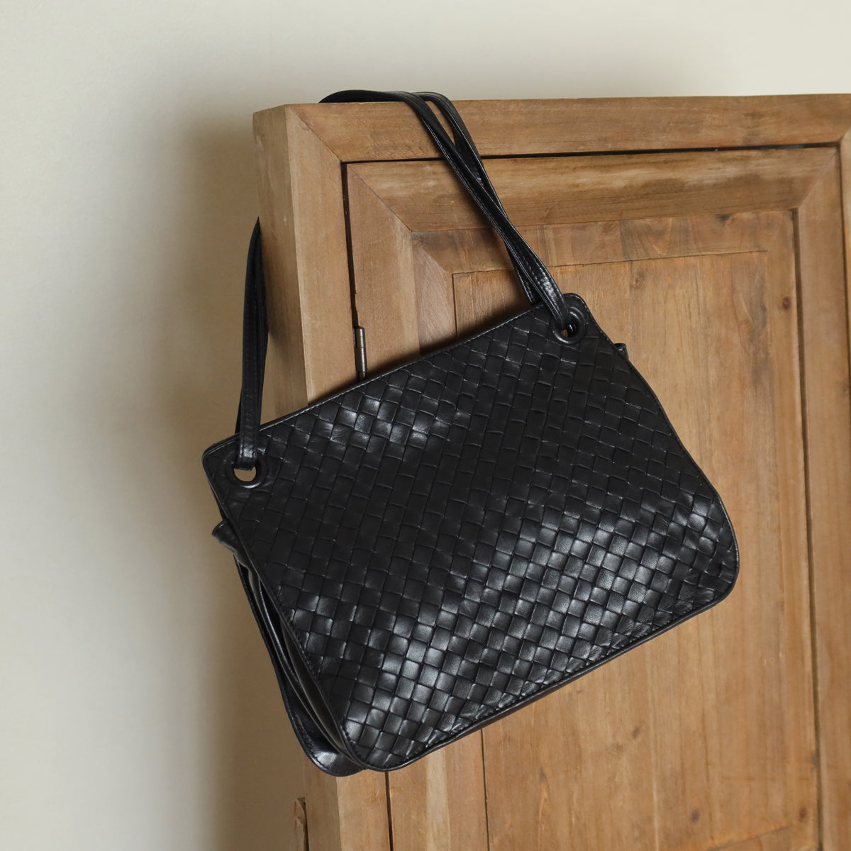 Bottega Veneta Vintage Black Leather Intrecciato Weave 3way Shoulder Bag