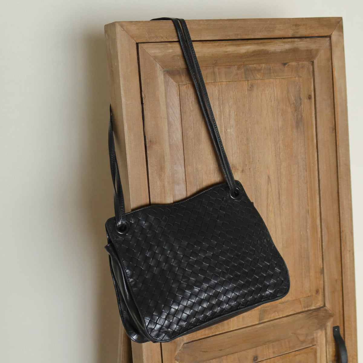Bottega Veneta Vintage Black Leather Intrecciato Weave 3way Shoulder Bag