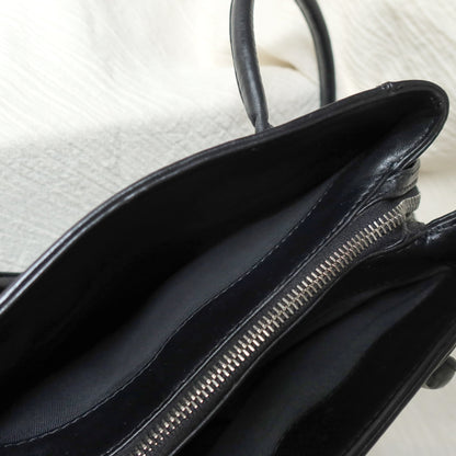 Chanel Vintage Black Lambskin Leather CC Tassel Logo Shoulder Tote Bag