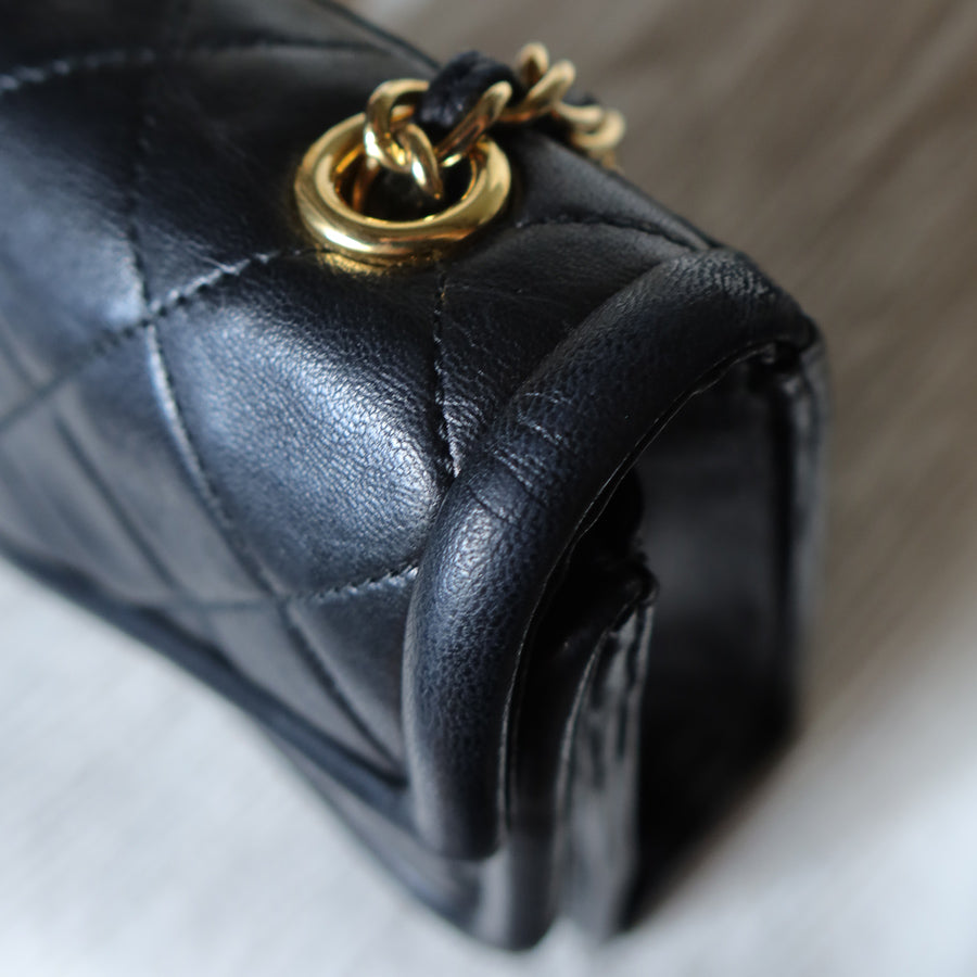Chanel Vintage Black Lambskin Tassel Asymmetrical Double Flap Bag [3]