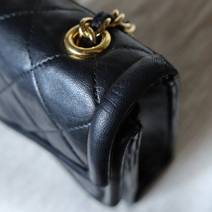 Chanel Vintage Black Lambskin Tassel Asymmetrical Double Flap Bag [3]