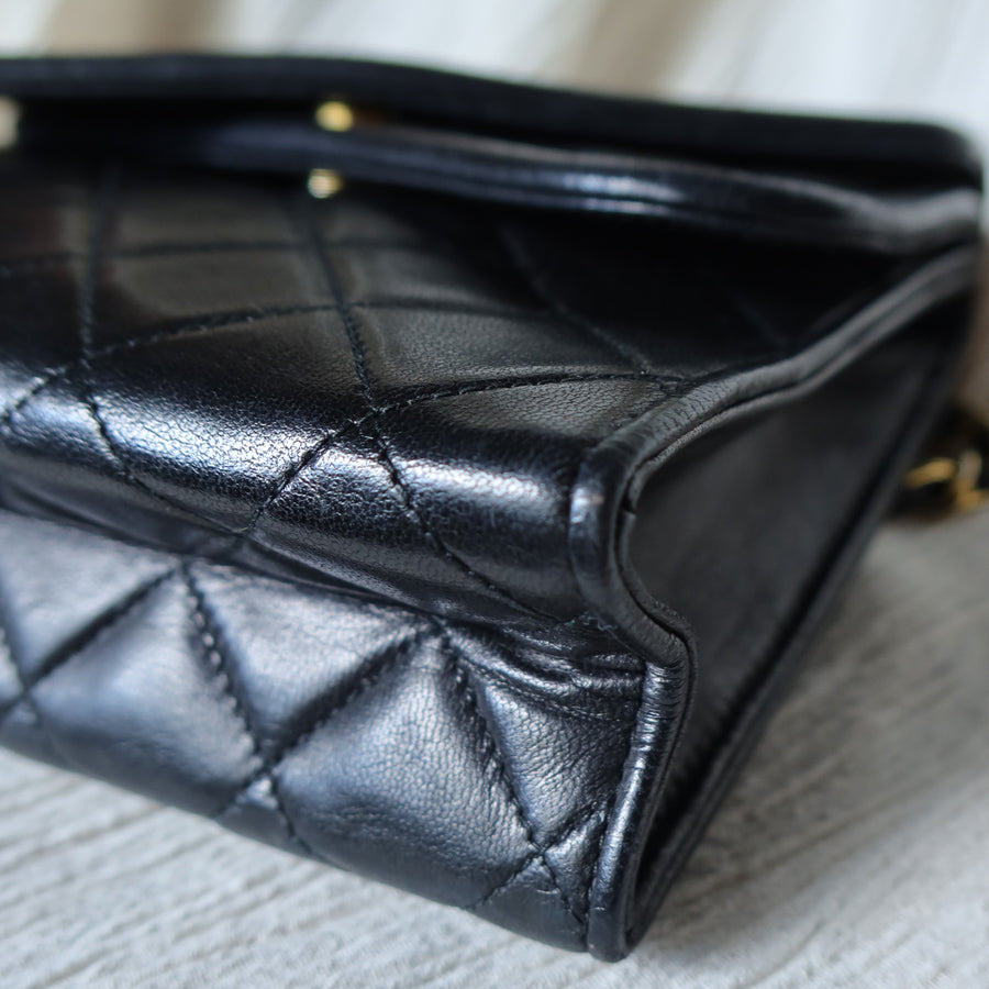 Chanel Vintage Black Lambskin Tassel Asymmetrical Double Flap Bag [3]