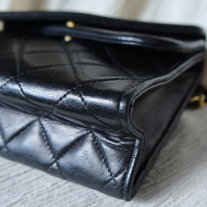 Chanel Vintage Black Lambskin Tassel Asymmetrical Double Flap Bag [3]