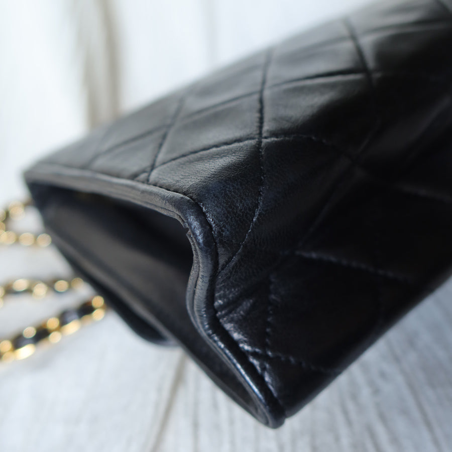 Chanel Vintage Black Lambskin Tassel Asymmetrical Double Flap Bag [3]
