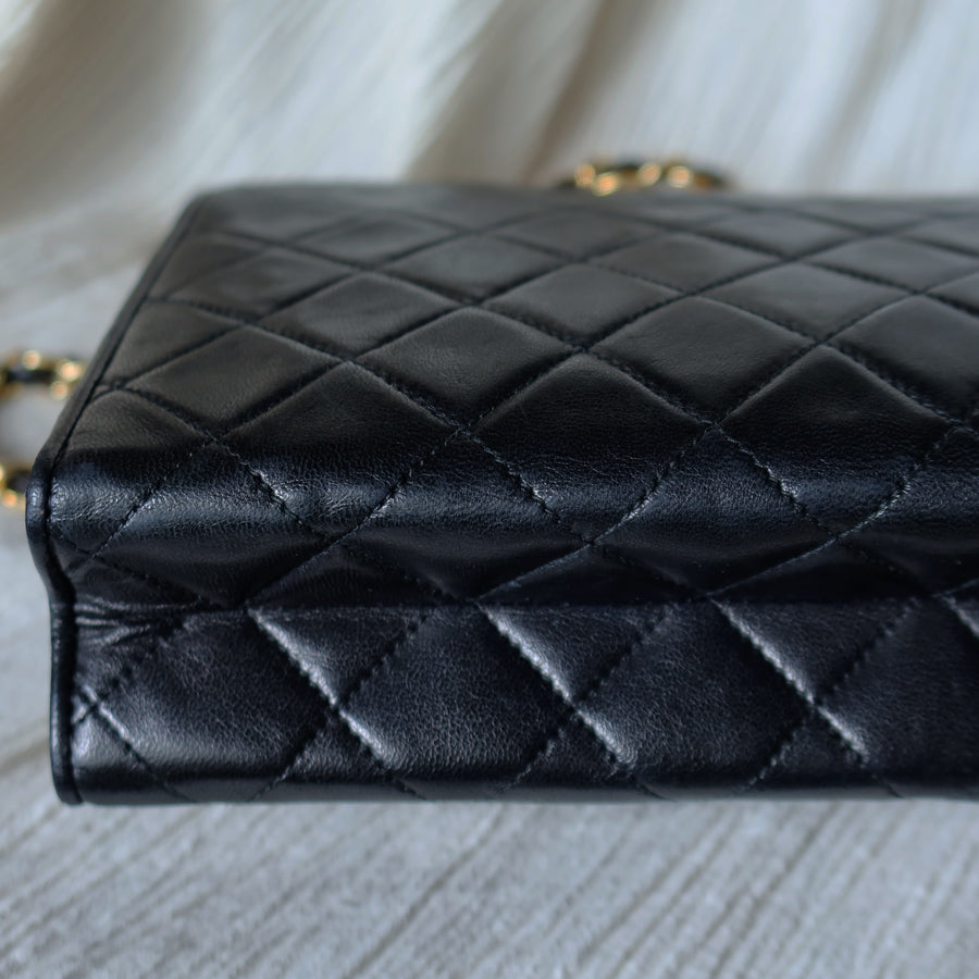Chanel Vintage Black Lambskin Tassel Asymmetrical Double Flap Bag [3]
