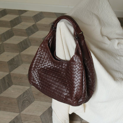 Bottega Veneta Vintage Dark Brown Intrecciato Campana Hobo Shoulder Bag M2