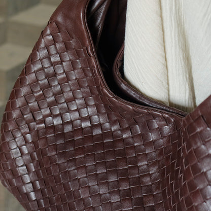 Bottega Veneta Vintage Dark Brown Intrecciato Campana Hobo Shoulder Bag M2