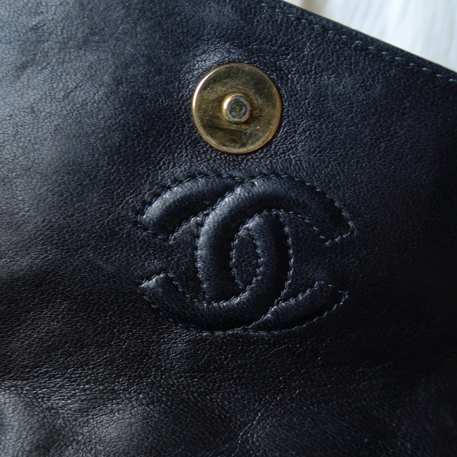 Chanel Vintage Black Lambskin Tassel Asymmetrical Double Flap Bag [3]
