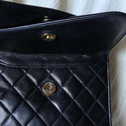Chanel Vintage Black Lambskin Tassel Asymmetrical Double Flap Bag [3]