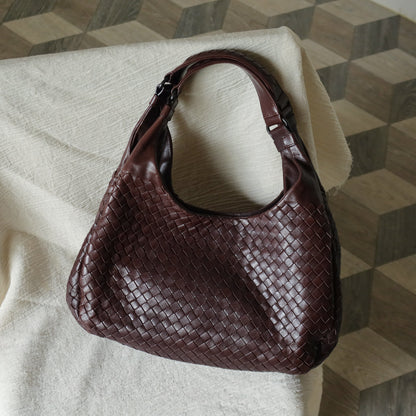 Bottega Veneta Vintage Dark Brown Intrecciato Campana Hobo Shoulder Bag M2