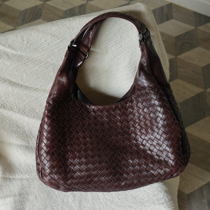 Bottega Veneta Vintage Dark Brown Intrecciato Campana Hobo Shoulder Bag M2