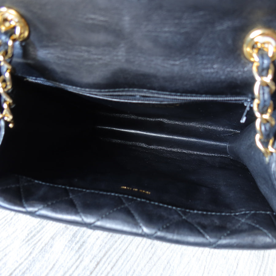 Chanel Vintage Black Lambskin Tassel Asymmetrical Double Flap Bag [3]