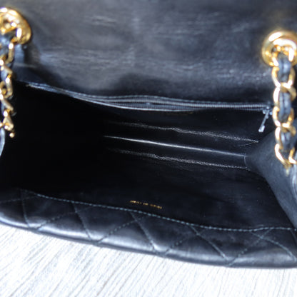 Chanel Vintage Black Lambskin Tassel Asymmetrical Double Flap Bag [3]