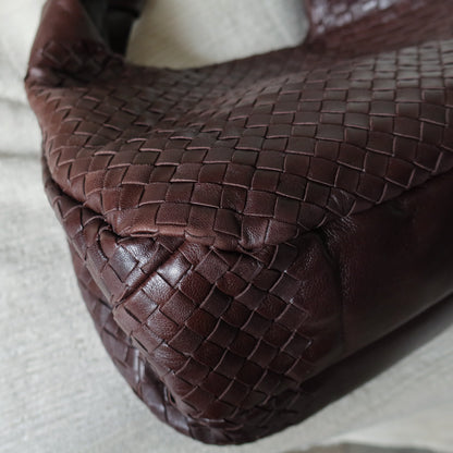 Bottega Veneta Vintage Dark Brown Intrecciato Campana Hobo Shoulder Bag M2