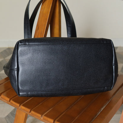Chanel Vintage Black Caviar Leather CC mark Zipper charm Shoulder Tote Bag