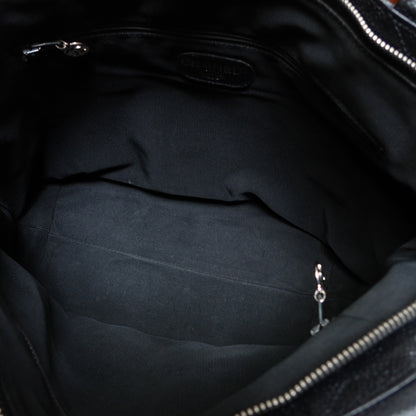 Chanel Vintage Black Caviar Leather CC mark Zipper charm Shoulder Tote Bag