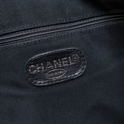 Chanel Vintage Black Caviar Leather CC mark Zipper charm Shoulder Tote Bag