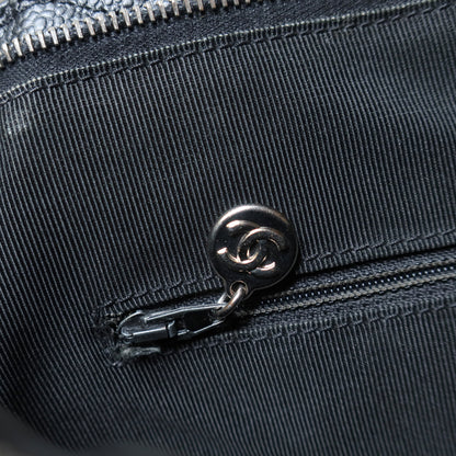 Chanel Vintage Black Caviar Leather CC mark Zipper charm Shoulder Tote Bag