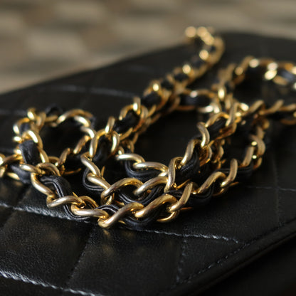 Chanel Vintage Black Lambskin Matelasse Quilted CC mark Flap Bag