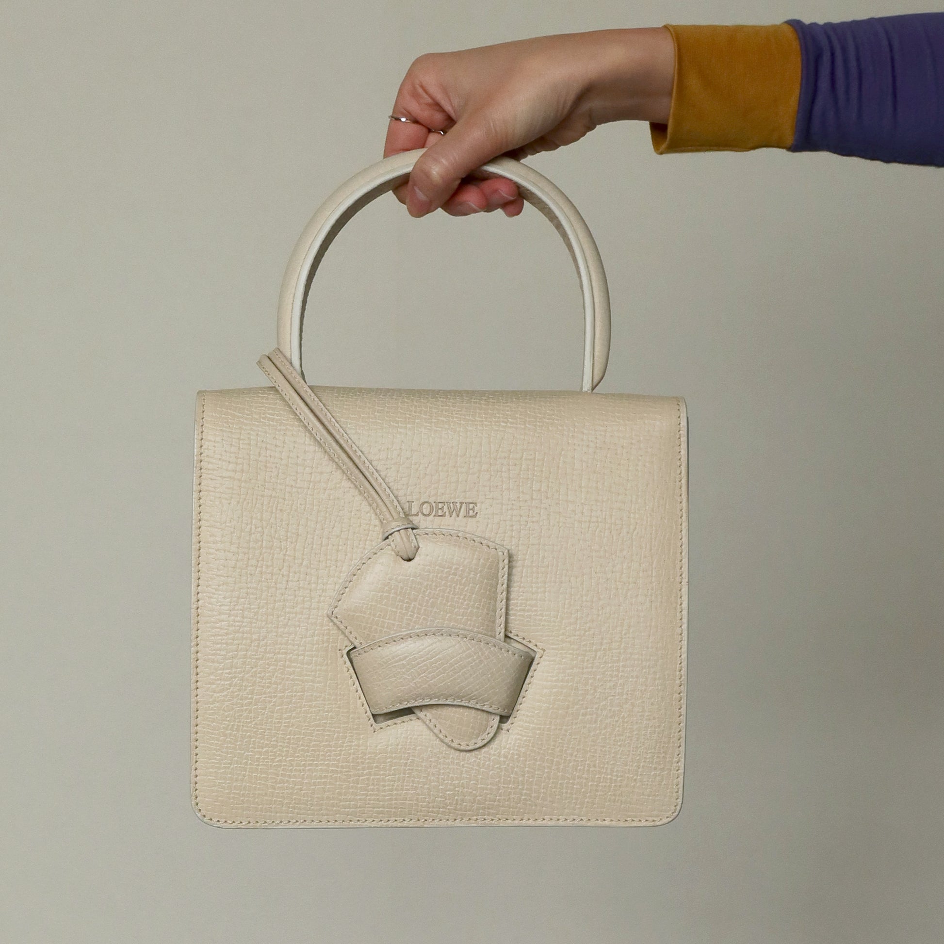 Loewe Vintage Ivory Calfskin Leather Barcelona Bag