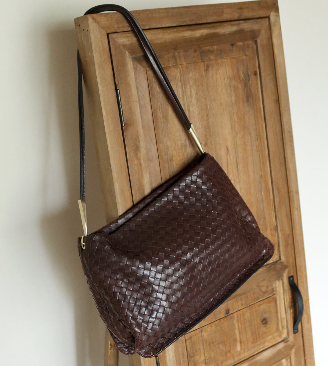 Bottega Veneta Vintage Dark Brown Intrecciato Leather Sardine Shoulder Bag