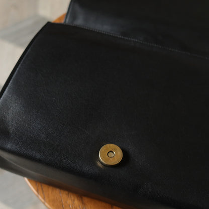 Chanel Vintage Black Lambskin Matelasse Quilted CC mark Flap Bag