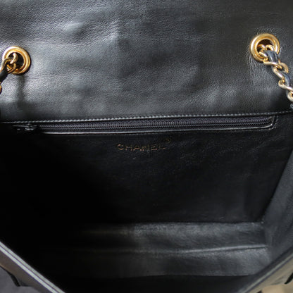 Chanel Vintage Black Lambskin Matelasse Quilted CC mark Flap Bag
