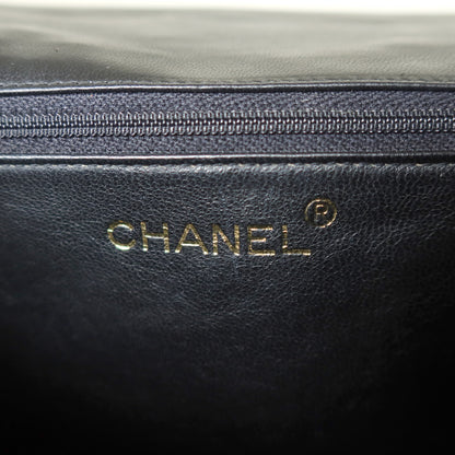 Chanel Vintage Black Lambskin Matelasse Quilted CC mark Flap Bag