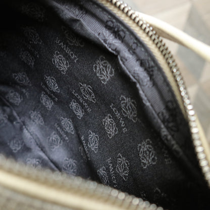 Loewe Vintage Gray Ivory Mixed Leather Canvas Half-moon Shoulder Bag