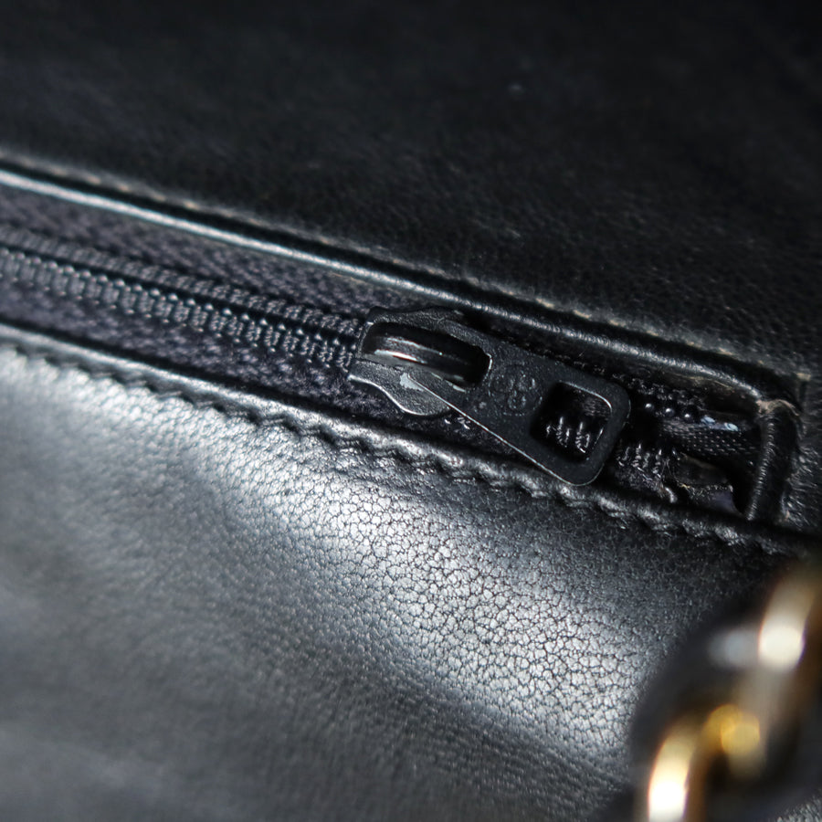 Chanel Vintage Black Lambskin Matelasse Quilted CC mark Flap Bag