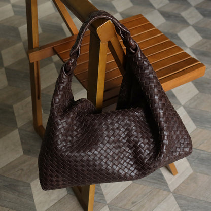 Bottega Veneta Vintage Dark Brown Intrecciato Flap Hobo Shoulder Bag