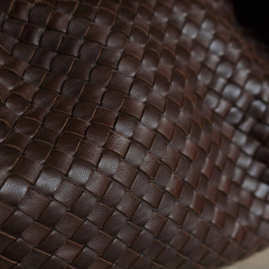 Bottega Veneta Vintage Dark Brown Intrecciato Flap Hobo Shoulder Bag