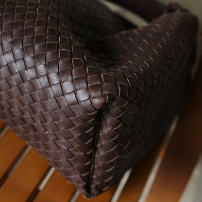 Bottega Veneta Vintage Dark Brown Intrecciato Flap Hobo Shoulder Bag