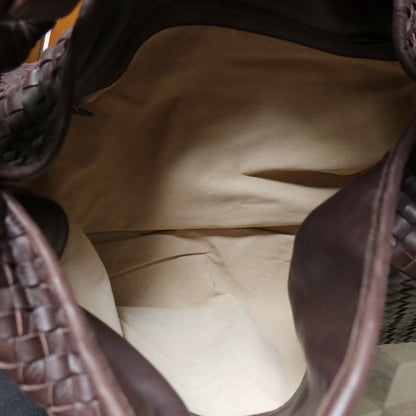 Bottega Veneta Vintage Dark Brown Intrecciato Flap Hobo Shoulder Bag