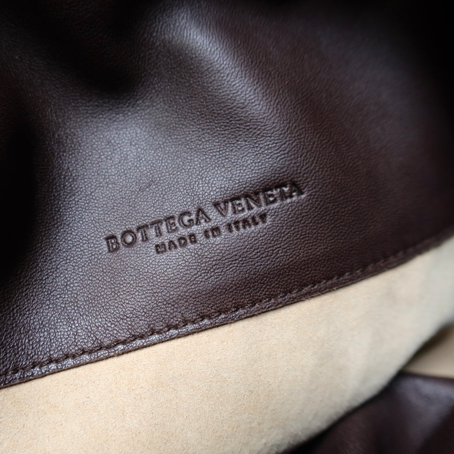 Bottega Veneta Vintage Dark Brown Intrecciato Flap Hobo Shoulder Bag