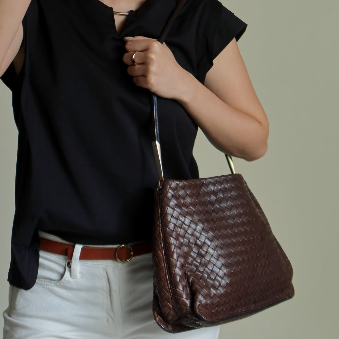 Bottega Veneta Vintage Dark Brown Intrecciato Leather Sardine Shoulder Bag