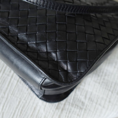 Bottega Veneta Vintage Black Leather Intrecciato Weave 3way Shoulder Bag