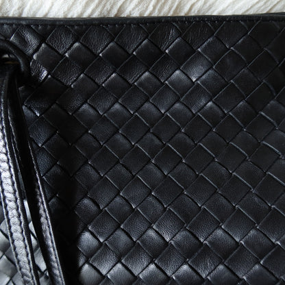 Bottega Veneta Vintage Black Leather Intrecciato Weave 3way Shoulder Bag