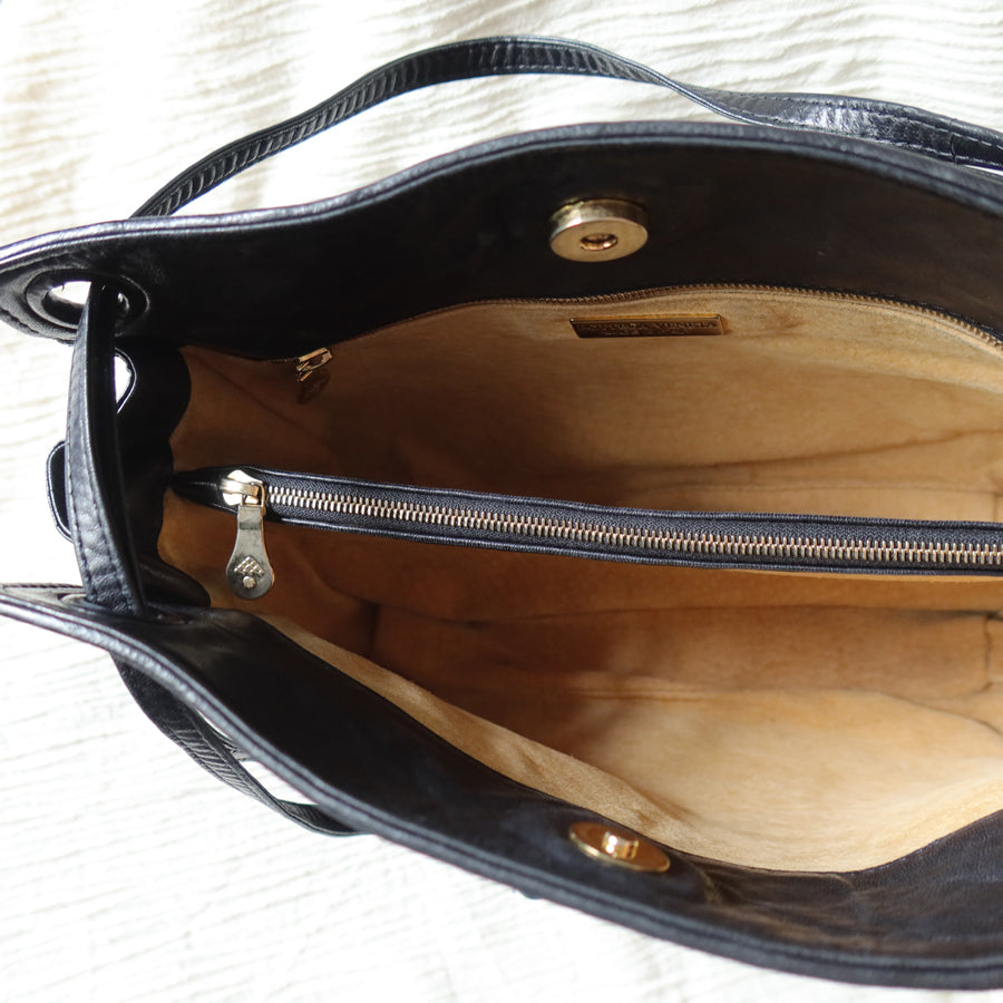Bottega Veneta Vintage Black Leather Intrecciato Weave 3way Shoulder Bag