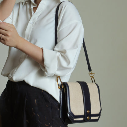 Vintage Hermès 1975 Toile Box Calf Leather 2way Bag