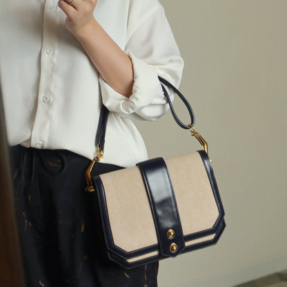 Vintage Hermès 1975 Toile Box Calf Leather 2way Bag